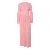 V-Neck Long Sleeve Loose Dress