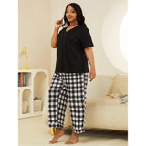 Plus Size Home Wear Suit Spring Autumn 100.00kg Short Sleeved Trousers Pajamas Women