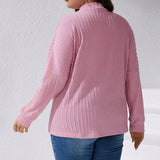 Plus Size Women Clothes Autumn Winter Texture Knitted Long Sleeve Half Turtleneck Off Shoulder T Shirt Top