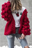 Office Loose Short Winter Hand Woven Ball Lantern Sleeve Sweater Coat Women