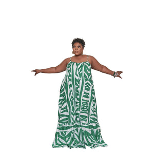 Plus Size Sundress Summer Loose Spaghetti-Strap Floral Print   Woman Women Maxi Dress