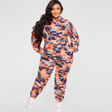 Plus Size Camouflage Loose Casual Two-Piece Suit  Women Suit