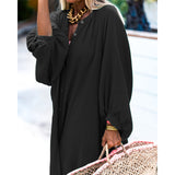 Autumn Winter Ladies Solid Color Loose Vacation Cardigan Maxi Dress