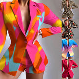 Autumn Winter  Women  Clothing Elegant Slim Short Pants Two-Piece Set Suit