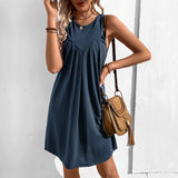 Multi Color Summer Women Wear Sleeveless Solid Color Vest Dress