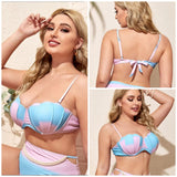 Plus Size New Sexy  High Waist Split Bikini Swimsuit