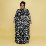 Plus Size Autumn Winter Printing Casual Set Women two piece set