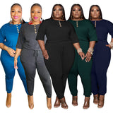 Plus Size Solid Color Loose Casual Jumpsuit  Women Jumpsuit