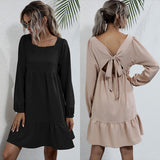 U Neck Slim Long Sleeve Dress