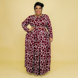 Plus Size Autumn Winter Printing Casual Set Women two piece set