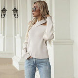 Long Sleeved Slim Fit Hollow-Out Pullover Shirt