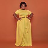 Plus Size Tie-Dyed Solid Color Casual Set  Women Two-Piece Suit