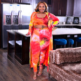 Plus Size Tie-Dye Casual Three-Piece Set Women Suit