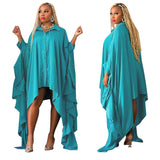 plus Size Women Clothes Autumn Winter Irregular Asymmetric Cardigan Solid Color Loose Dress