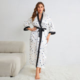 Plus Size Sexy Cartoon Printed Nightgown Spring Autumn Lace Up Nightgown Women Casual Homewear