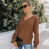 Leisure V Neck Long Sleeve Pullover Shirt