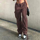 Self-Built Station Autumn Winter Women's Street Hip Hop Low Waist Tooling Denim Pants Casual Pants