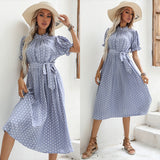 Medium Sleeve Round Neck Hollow Dress