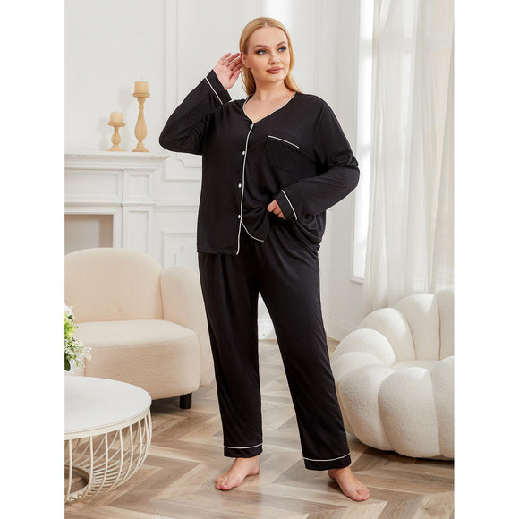 Plus Size Pajamas Women Autumn Winter Girls Long Sleeve Homewear Suit