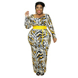 Plus Size Autumn Winter Leopard Print Slim Fit  Women Dress