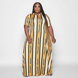 Plus Size Women Clothes Abstract Printing Casual Loose Dress