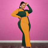 Plus Size Clothing Spring Color Matching Sexy  Casual Set