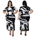 Plus Size Women Clothes Spring round Neck Short Sleeve Dress