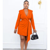 Plus Size Autumn Office Office Slim Fit Lace up Suit Skirt  Dress