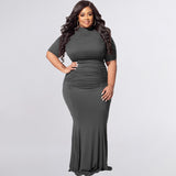 Plus Size Solid Color Short Sleeve Casual Two-Piece Suit  Women Suit