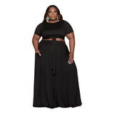 Plus Size Tie-Dyed Solid Color Casual Set  Women Two-Piece Suit