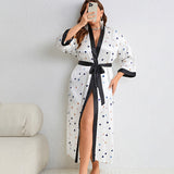 Plus Size Sexy Cartoon Printed Nightgown Spring Autumn Lace Up Nightgown Women Casual Homewear