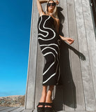 Sexy Wave Striped Tube Top Tight Beach Bohemian Casual Slimming Dehaired Angora Knitted Hip Dress