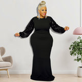 Plus Size Women Clothes Winter New Hit Sequin Sleeve Women Dress