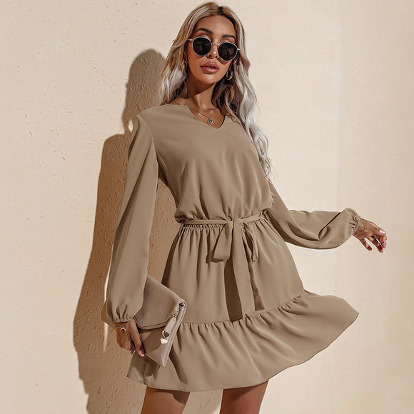 Round Neck Slim Long Sleeve Dress