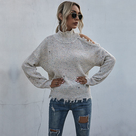 Leisure Half High Neck Long Sleeve Pullover Shirt