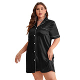 Plus Size Women Pajamas Silk Ice Silk Thin Long Sleeve Cardigan Artificial Silk Simple Sexy Home Wear