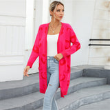 Autumn Winter Leopard Print Sweater Plus Size Mid Length Cardigan Sweater Coat Women