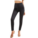 Cropped Leggings Women Autumn Clothing New Elastic Animal Print Tight Street Skinny Leather Pants Women