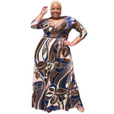 Plus Size Summer Floral Print with Belt Loose  Women Clothing Dress