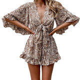 Hollow out Ruffle design in front of the chest, bandage dressv collar short skirt for women