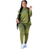 Plus Size Fall Winter Long-Sleeved Trousers Solid Color Special Casual Women Suit Clothes