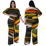 Plus Size Women Clothes  Autumn Wide-Leg Pants Digital Printing Romper  New Arrival