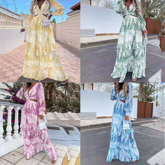 Long Sleeve Floral Printed Dress