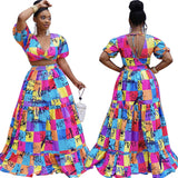 Plus Size Women Clothing Two-Piece Suit Wrapped Chest Vest  Swing Skirt