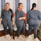 Plus Size Solid Color Loose Casual Jumpsuit  Women Jumpsuit