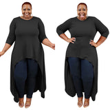 Plus Size Solid Color Stretch Knitted Loose Personalized  Women Dress