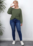 Plus Size Women Clothes Autumn Long Sleeve Solid Color Irregular Asymmetric Criss Cross Women Casual T-shirt