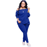 Plus Size Fall Winter Long-Sleeved Trousers Solid Color Special Casual Women Suit Clothes
