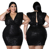 Plus Size Women Clothes Spring Sequin Sexy Vest Dress