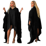 plus Size Women Clothes Autumn Winter Irregular Asymmetric Cardigan Solid Color Loose Dress